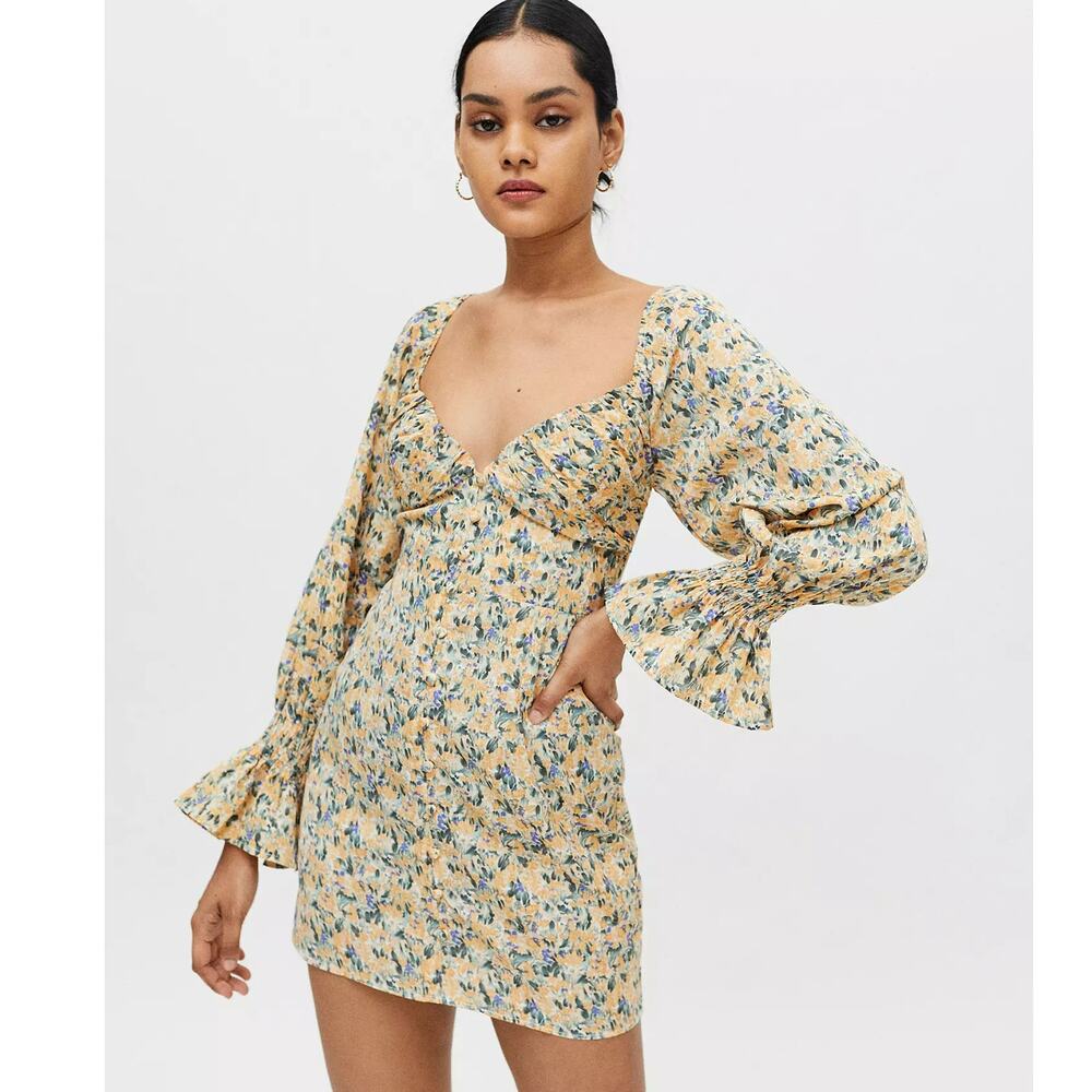 New Hello Molly Kiss The Sky Floral Bardot Mini Dress Orange Women's Size 8